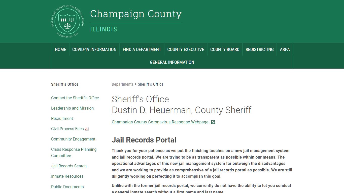 Inmate Lookup - Champaign County, Illinois