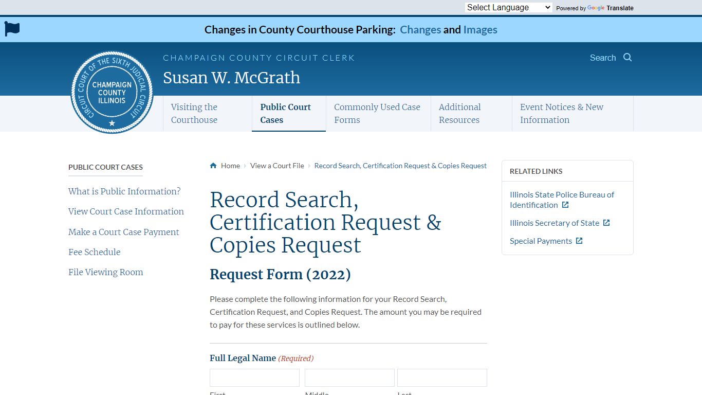 Request a Document or Record Search - Champaign County ...